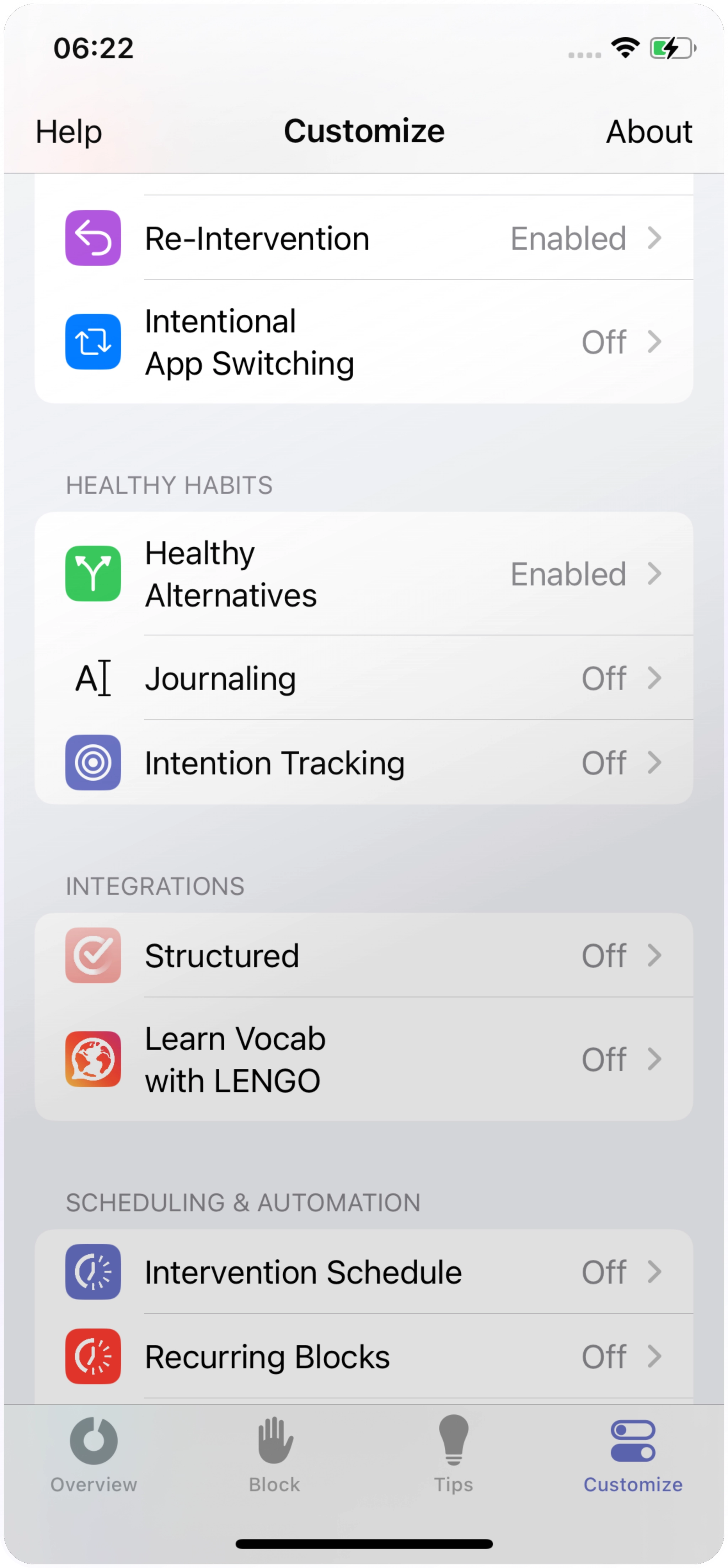 one sec offers numerous features to customize your personal nudge.
