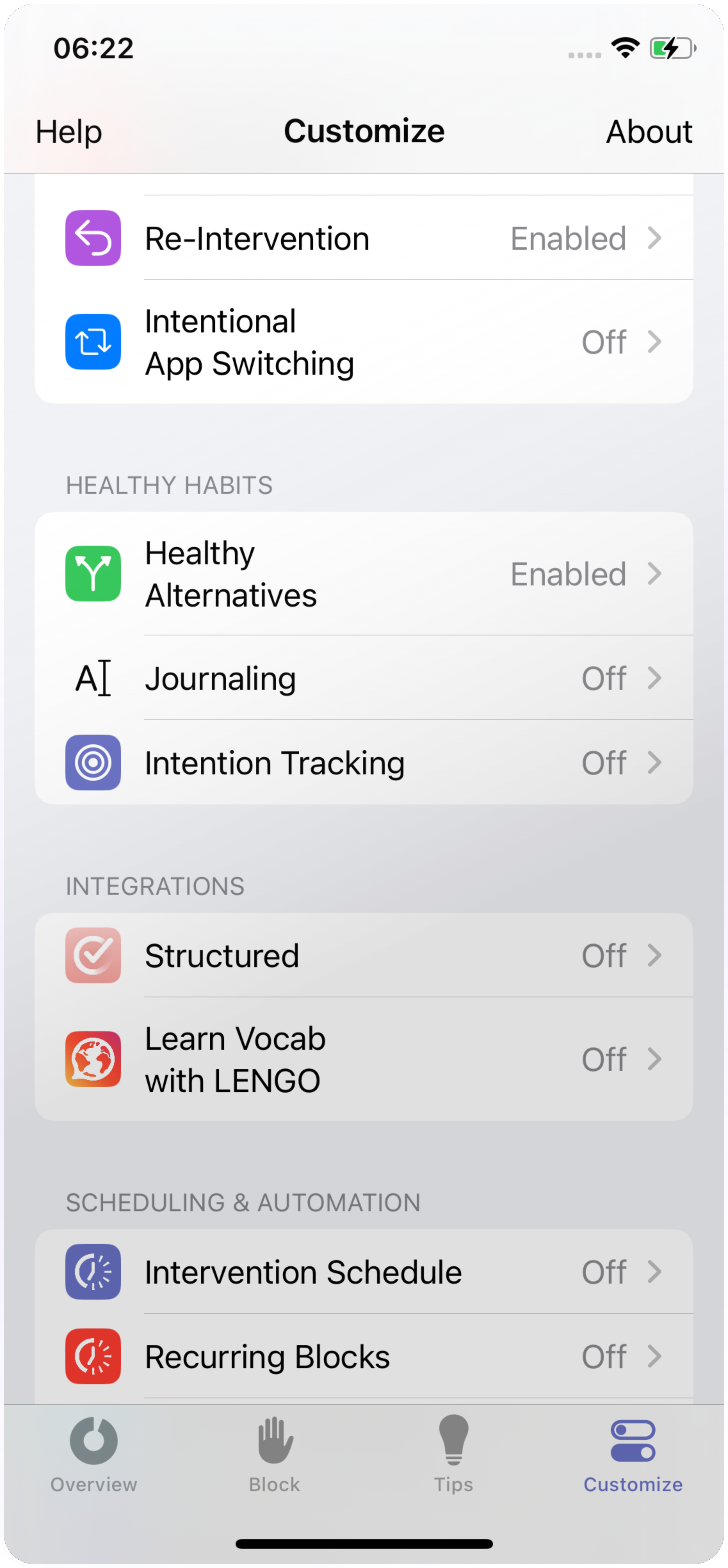 one sec offers numerous features to customize your personal nudge.