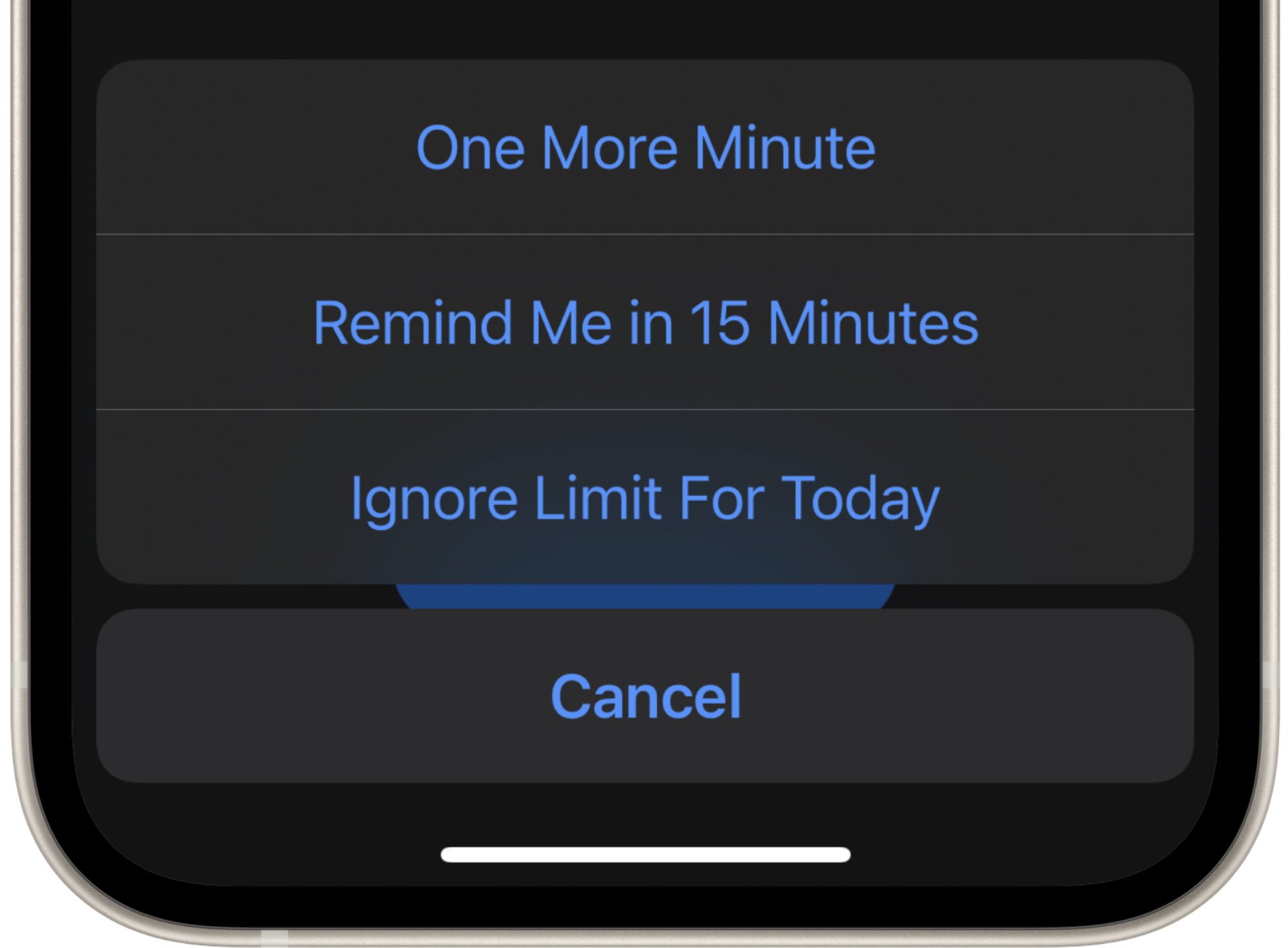 How to turn off “one more minute” on iOS Screen Time