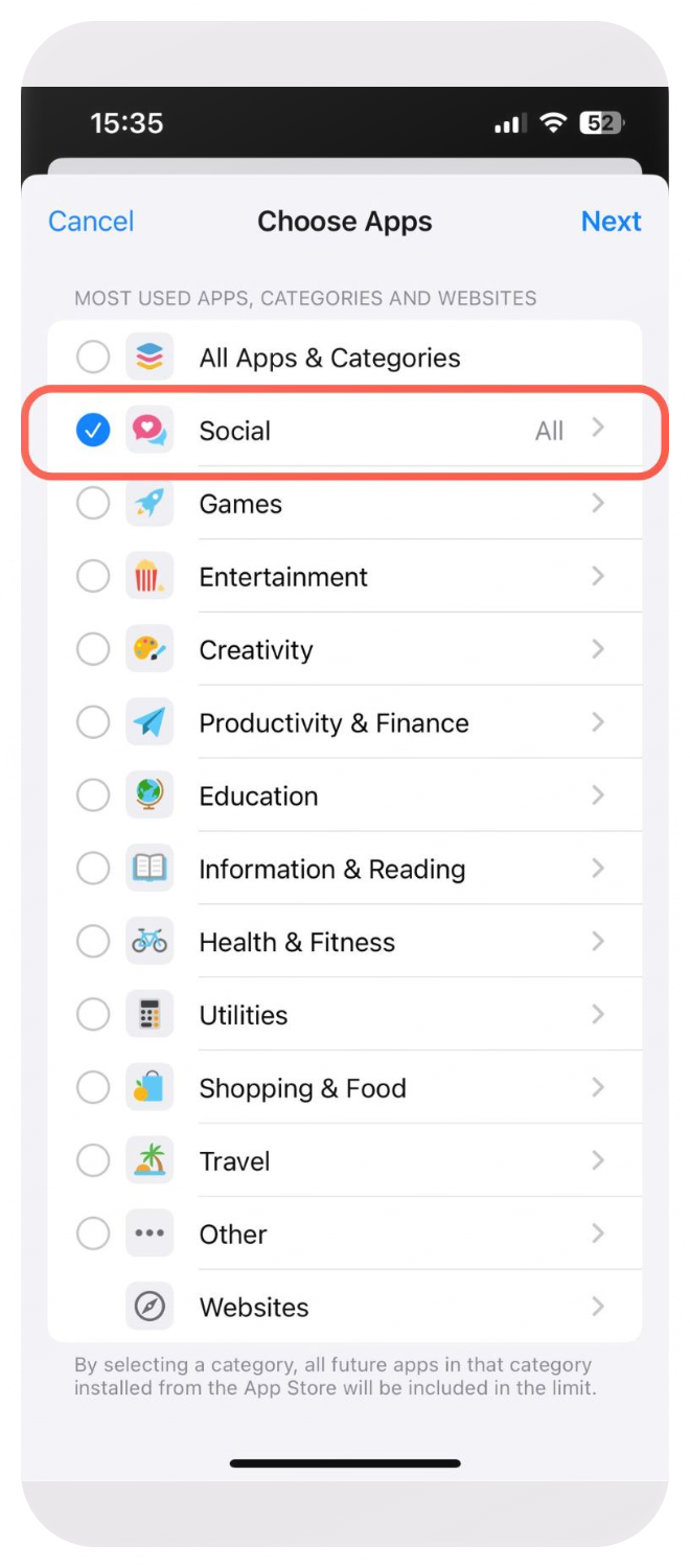 Block apps after a certain screen time limit with Screen Time - Step 4