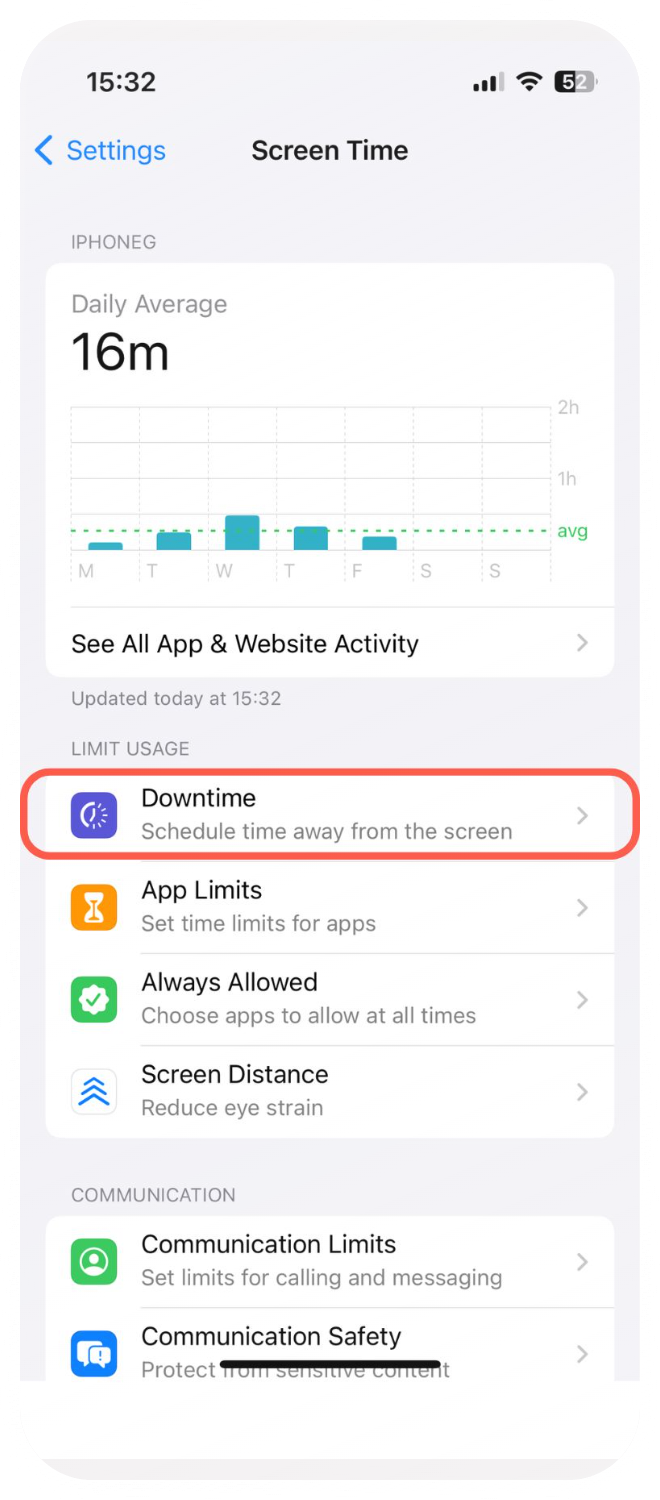 Block apps at certain day times with Downtime - Step 2
