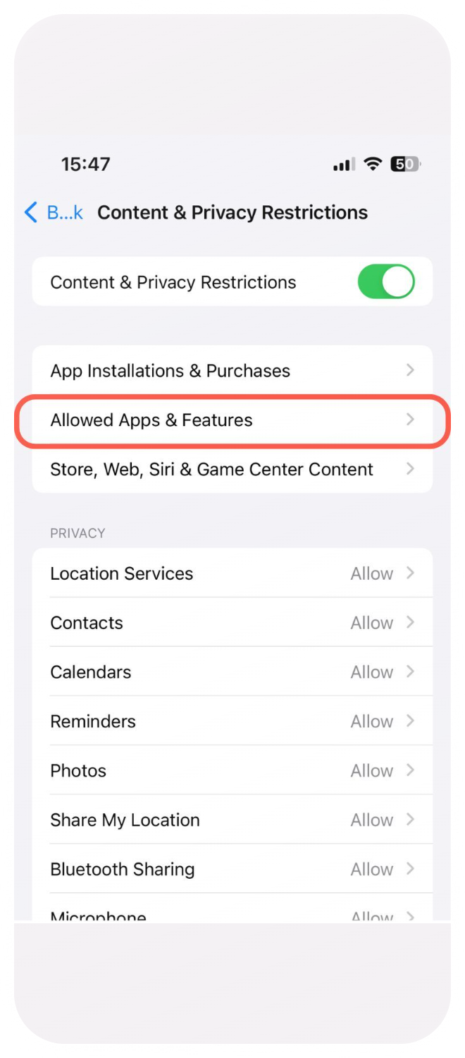 Block default apps like Safari or Camera - Step 4
