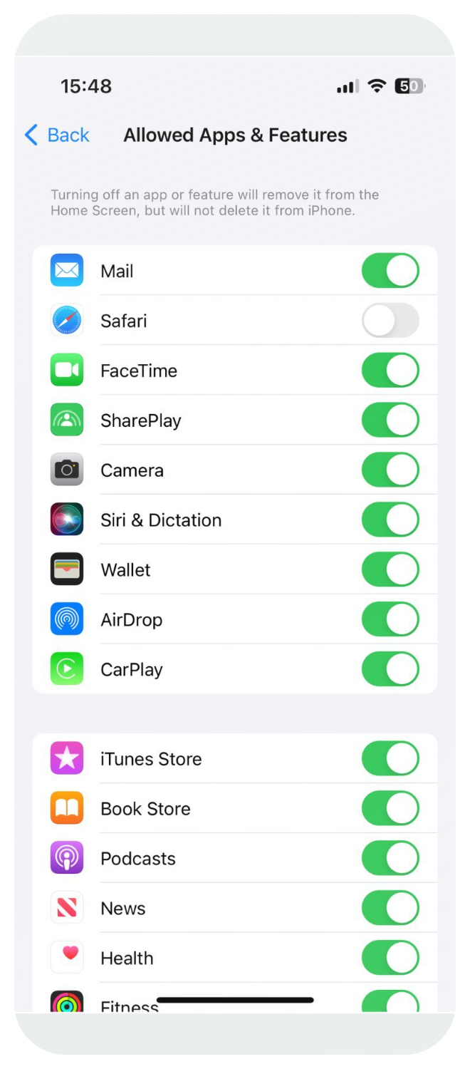 Block default apps like Safari or Camera - Step 5