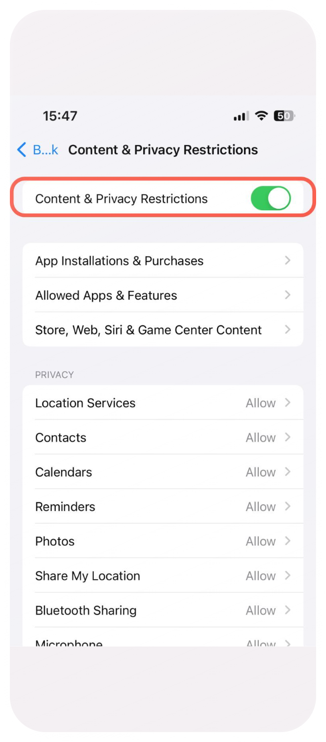Block apps by age rating - Step 3