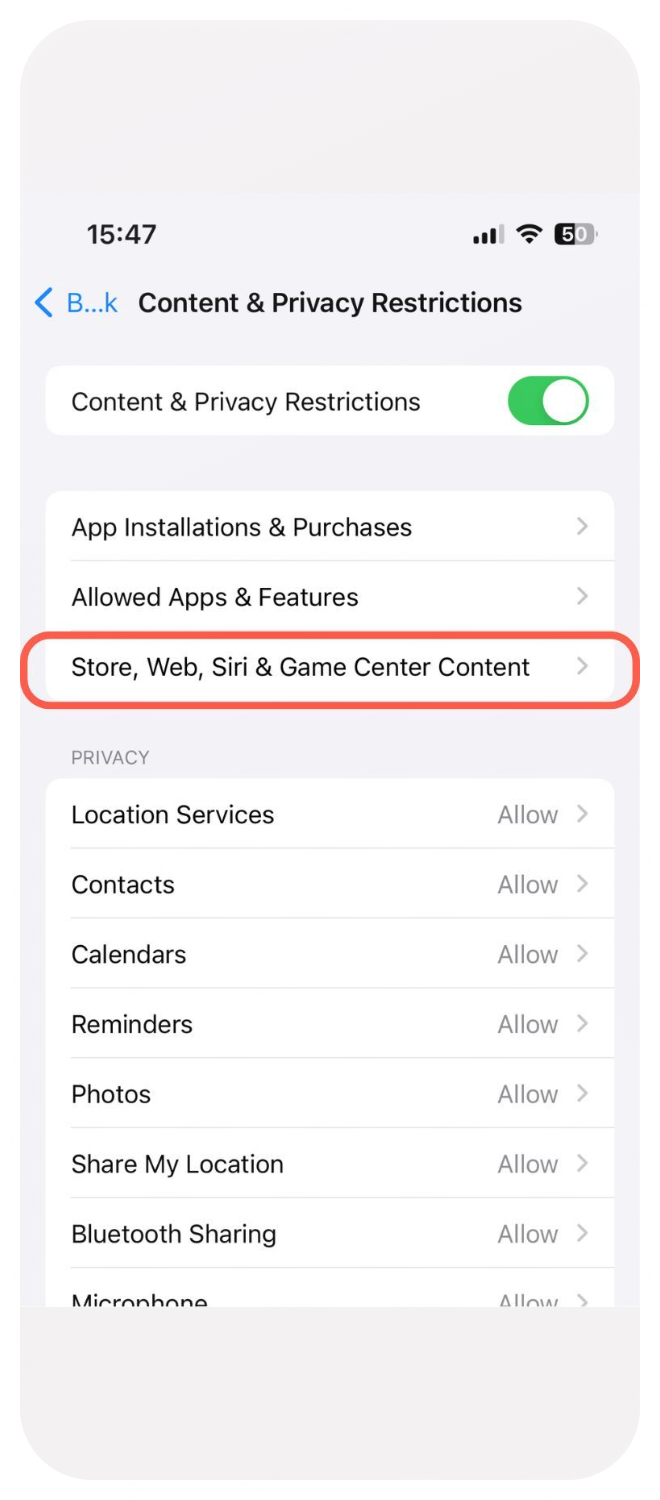 Block apps by age rating - Step 4