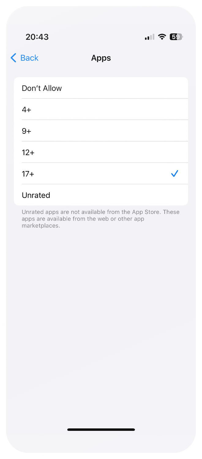 Block apps by age rating - Step 6