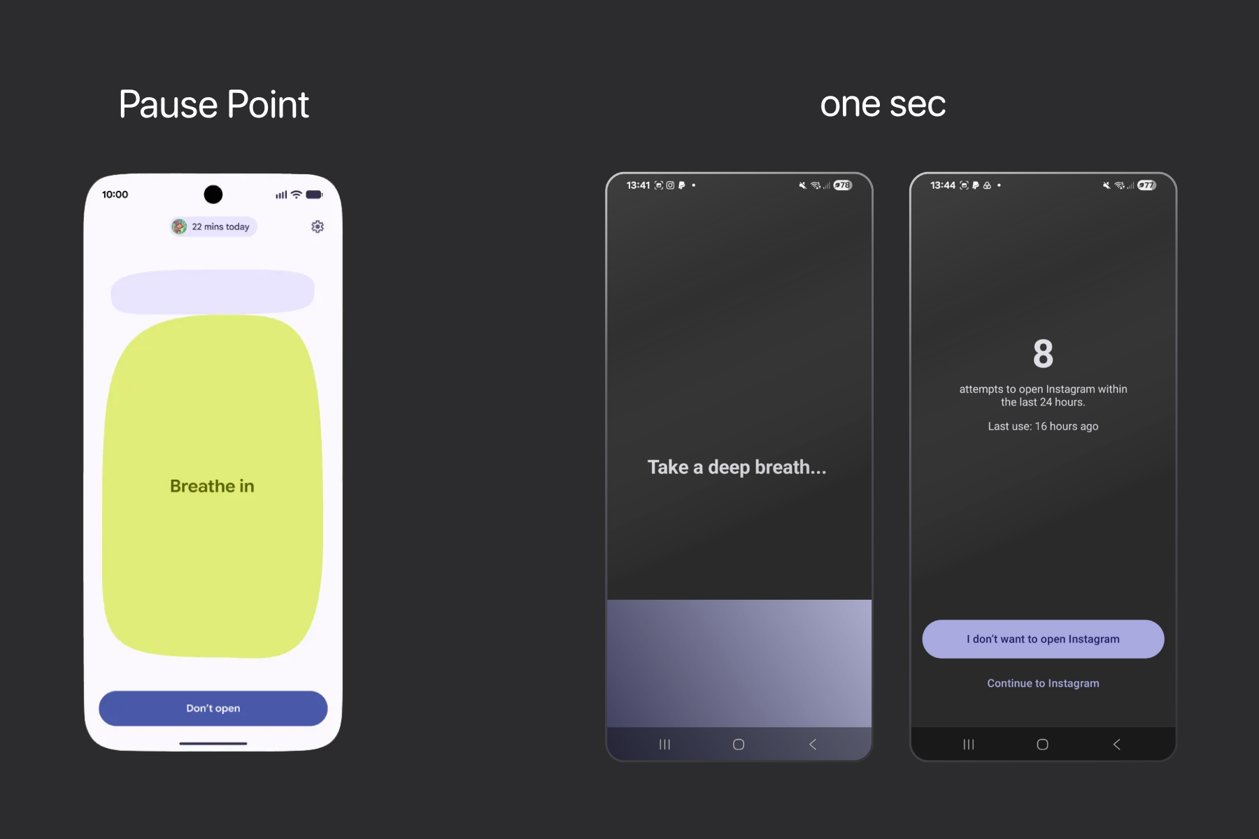 Breathe in … Pause Point’s functionality is remarkably similar to one sec’s.